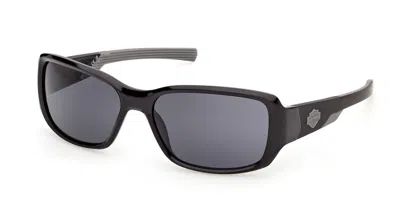 Harley Davidson Hd00030 01a Men's Sunglasses Black Size 60 In Shiny Black
