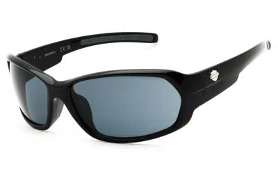 Harley Davidson Hd0913x Rectangular Smoke Lens Sunglasses In Black
