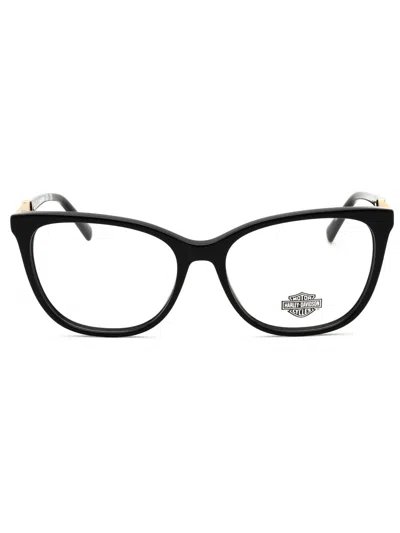 Harley Davidson Hd50075 Eyeglasses In 001 - Shiny Black/clear Demo Lens