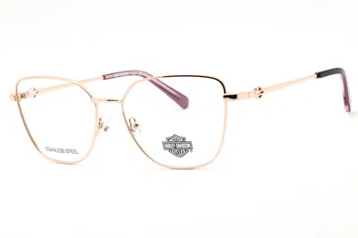 Harley Davidson Hd50118 Cat Eye Metal Frame Eyeglasses In Rose Gold