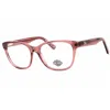 Harley Davidson Ladies Pink Rectangular Eyeglass Frames Hd0568