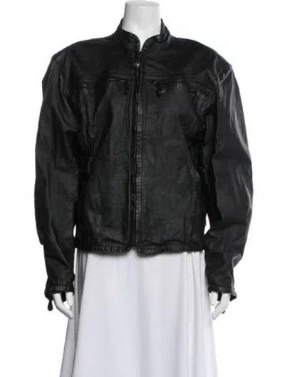 Pre-owned Harley Davidson Leather Biker Jacket In Black