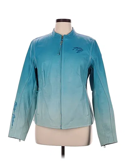 Pre-owned Harley Davidson Leather Jacket In Blue