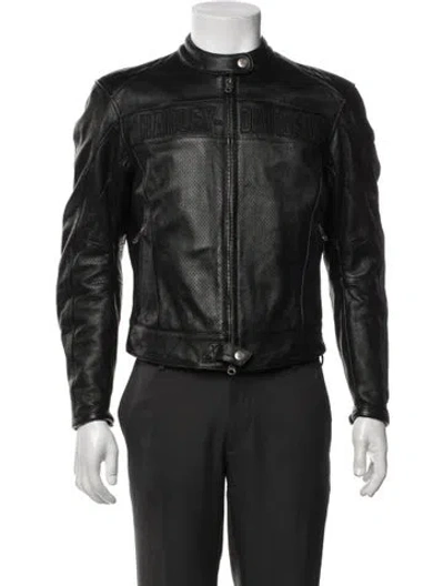 Pre-owned Harley Davidson Leather Moto Jacket In Black