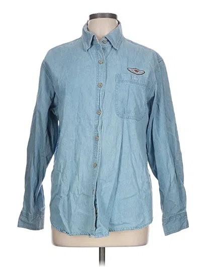 Pre-owned Harley Davidson Long Sleeve Button Down Shirt In Blue