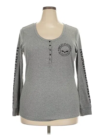 Pre-owned Harley Davidson Long Sleeve Henley Shirt In Gray