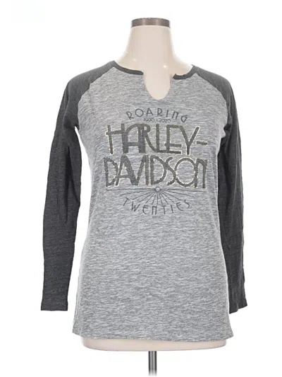 Pre-owned Harley Davidson Long Sleeve Henley Shirt In Gray