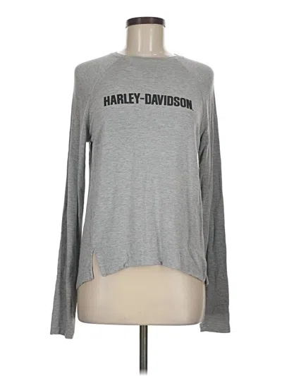 Pre-owned Harley Davidson Long Sleeve Top Gray Crew Neck Tops