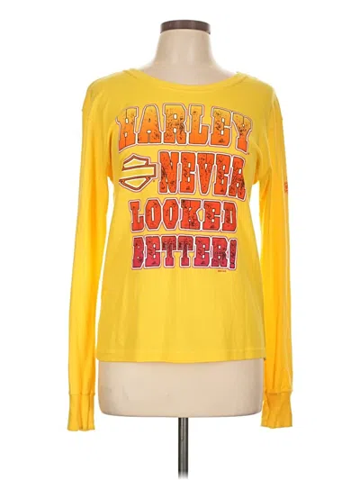 Pre-owned Harley Davidson Long Sleeve T-shirt In Yellow