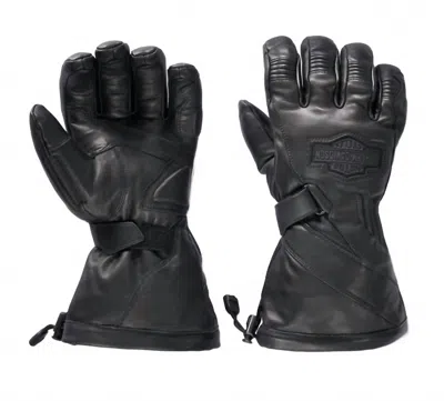 Harley Davidson Men's Circuit Ii Waterproof Leather Gauntlet Gloves In Black