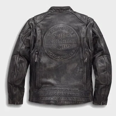 Pre-owned Harley-davidson Harley Davidson Men's Dauntless Convertible 2 In 1 Genuine Cow Leather Jacket In Black