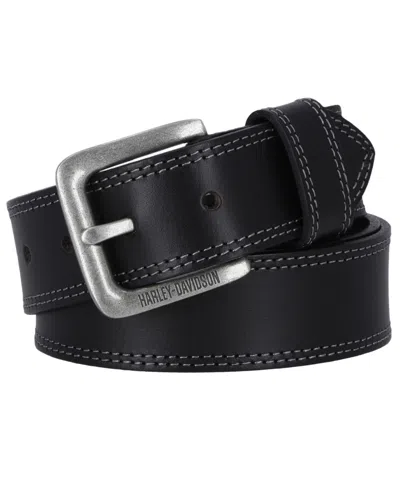 Harley Davidson Men's Double Edge Stitch Leather Belt In Transparent