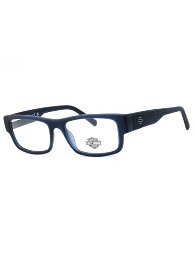 Harley Davidson Men's Rectangular Acetate Eyeglasses Hd50111 In Blue