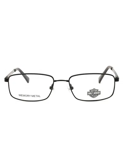 Harley Davidson Men's Rectangular Designer Eyeglasses - Hd0141t In Black