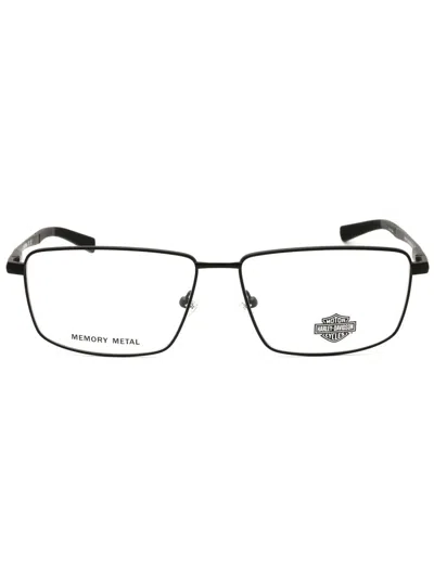 Harley Davidson Men's Rectangular Metal Eyeglasses - Hd50114 In Black
