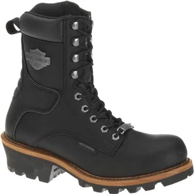 Pre-owned Harley-davidson Men's Tyson Logger Black 7.5-inch Motorcycle Boots, D95188