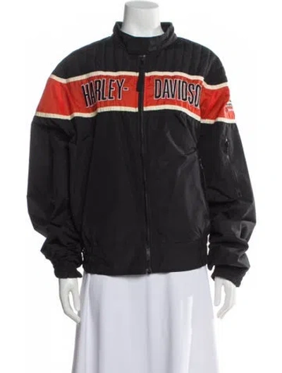 Pre-owned Harley Davidson Nylon Printed Bomber Jacket In Gray
