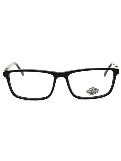 Harley Davidson Rectangular Designer Eyeglasses For Men - Hd50091 Model In Black