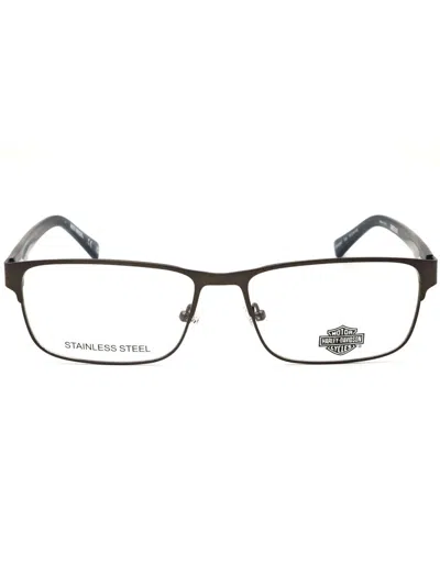 Harley Davidson Rectangular Men's Eyeglasses - Modern Designer Frame In Brown