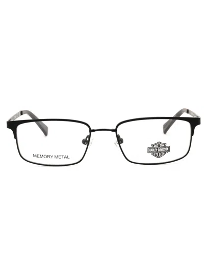 Harley Davidson Rectangular Metal Men's Eyeglasses In Black
