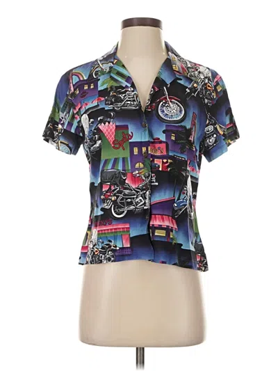 Pre-owned Harley Davidson Short Sleeve Blouse In Blue