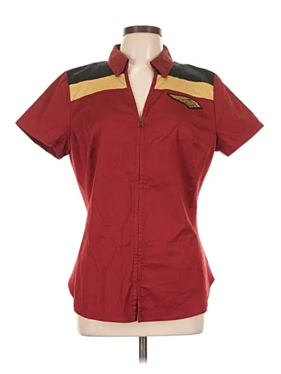 Pre-owned Harley Davidson Short Sleeve Blouse In Burgundy
