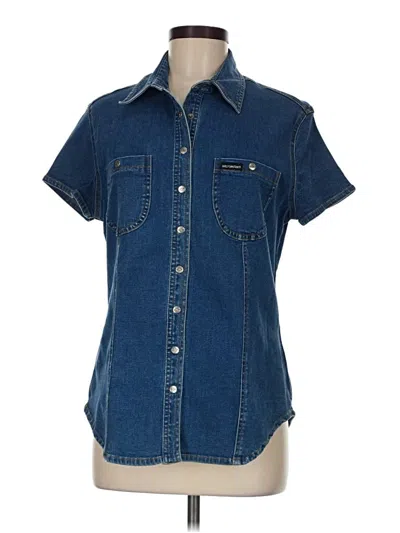 Pre-owned Harley Davidson Short Sleeve Button Down Shirt In Blue