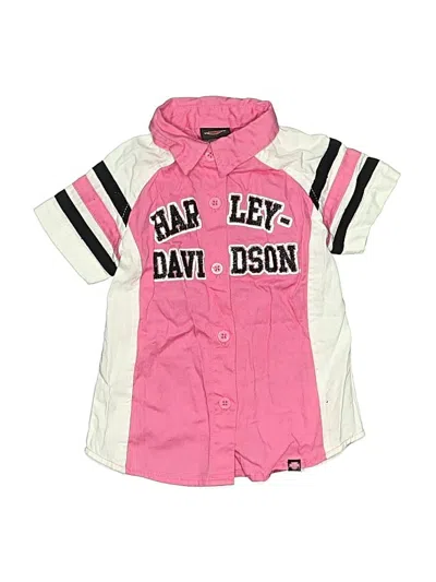 Pre-owned Harley Davidson Kids'  Short Sleeve Button Down Shirt In Pink
