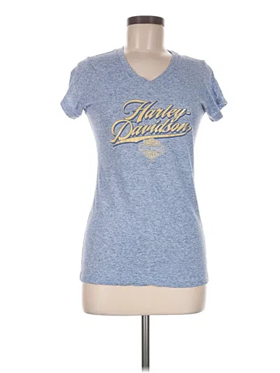 Pre-owned Harley Davidson Short Sleeve Top Blue V-neck Tops