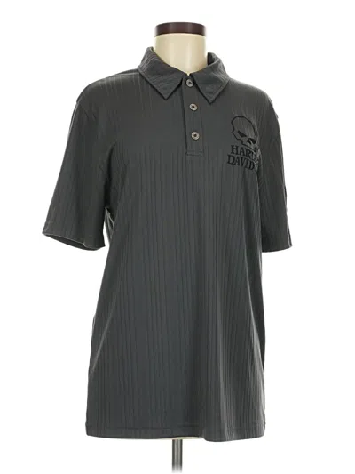 Pre-owned Harley Davidson Short Sleeve Top Gray Collared Neckline Tops