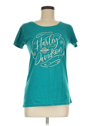 Pre-owned Harley Davidson Short Sleeve T-shirt In Teal