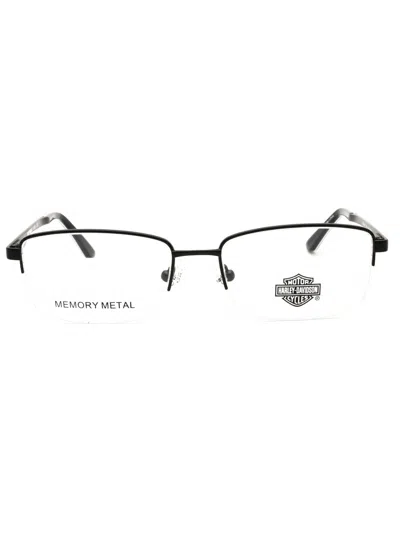 Harley Davidson Sleek Rectangular Eyeglasses For Men In Black