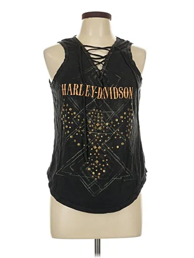 Pre-owned Harley Davidson Sleeveless Top Black Halter Neckline Tops