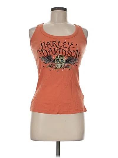 Pre-owned Harley Davidson Sleeveless Top Orange Halter Neckline Tops