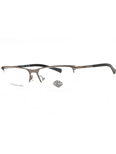 Harley Davidson Stylish Rectangular Eyeglasses For Men - Hd0979 In Metallic