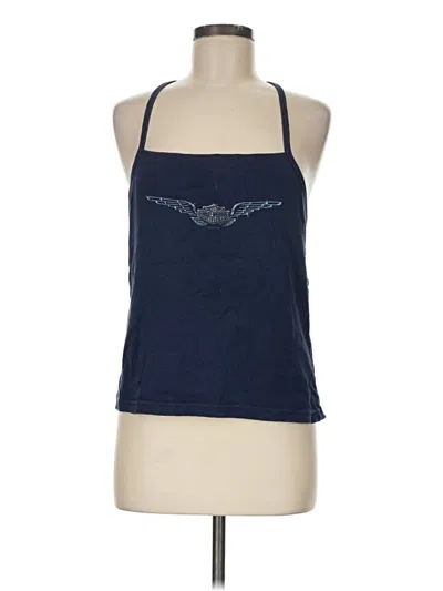 Pre-owned Harley Davidson Tank Top Blue Halter Neckline Tops