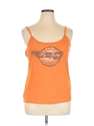 Pre-owned Harley Davidson Tank Top Orange Strapless Neckline Tops