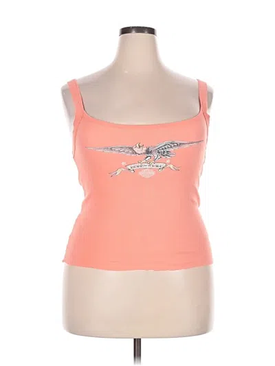 Pre-owned Harley Davidson Tank Top Orange Strapless Neckline Tops