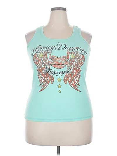 Pre-owned Harley Davidson Tank Top Teal Halter Neckline Tops