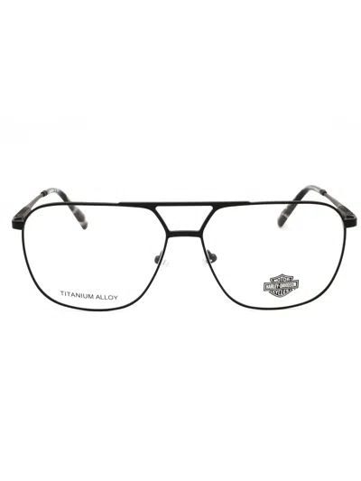 Harley Davidson Titanium Aviator Men's Eyeglasses In Black