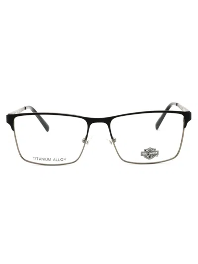 Harley Davidson Titanium Rectangular Men's Eyeglasses In Black