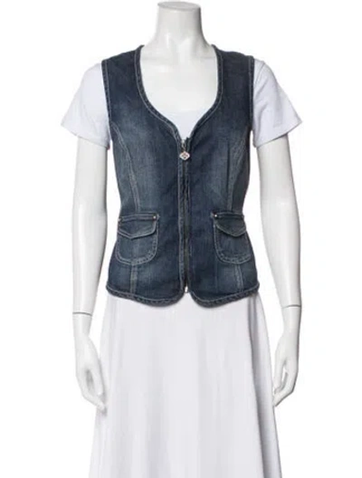 Pre-owned Harley Davidson Vest In Blue