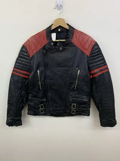 Pre-owned Harley Davidson Vintage 1980s Padded Leather Motorcycle Jacket Size S (50) In Black