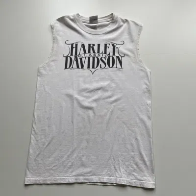 Pre-owned Harley Davidson Vintage 2000s  Biker Graphic Tank Top Shirt In White