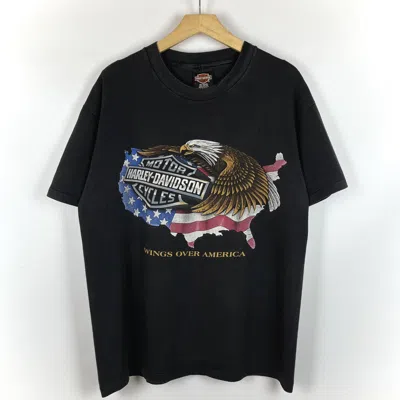Pre-owned Harley Davidson Vintage  Wings Over America T Shirt 90's In Black