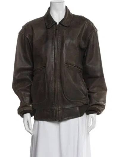 Pre-owned Harley Davidson Vintage Leather Moto Jacket In Brown
