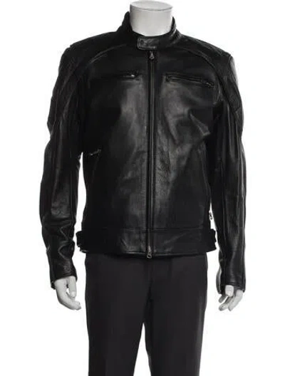 Pre-owned Harley Davidson Vintage Leather Moto Jacket In Gray