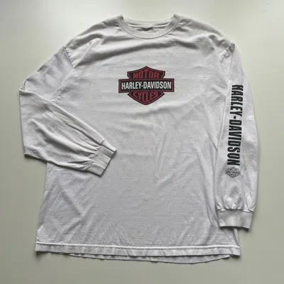 Pre-owned Harley Davidson Vintage Y2k  Motorcycle Long Sleeve Shirt Xl In White