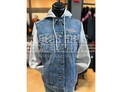 Pre-owned Harley Davidson Women's Pink Label 3-in-1 Denim Jacket