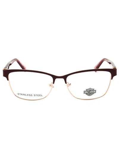 Harley Davidson Women's Rectangular Metal Eyeglasses - Hd50057 In Burgundy